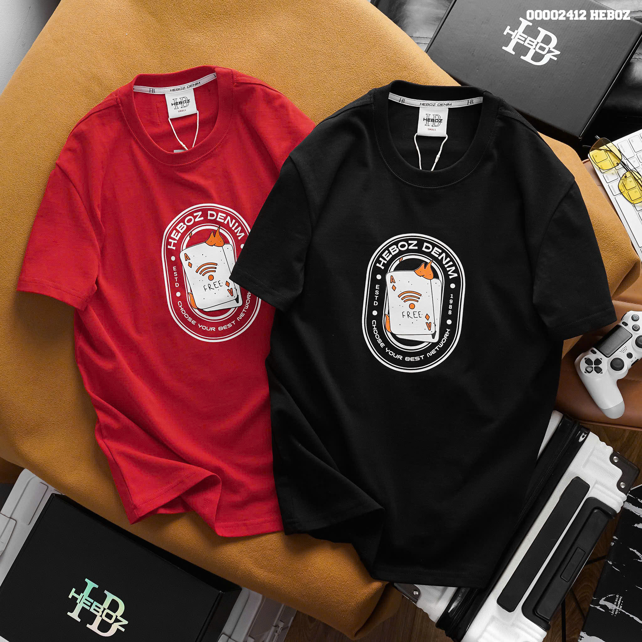 Heboz print cards Tee-shirts - Slim fit