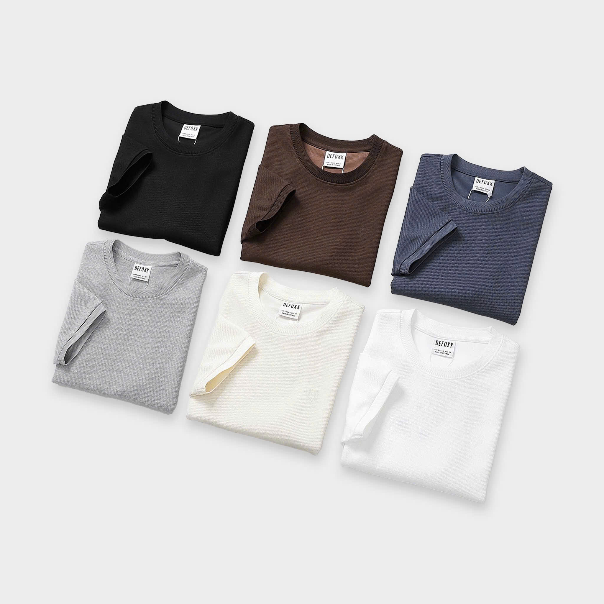 Áo thun Defoxx cotton dệt len - slim fit