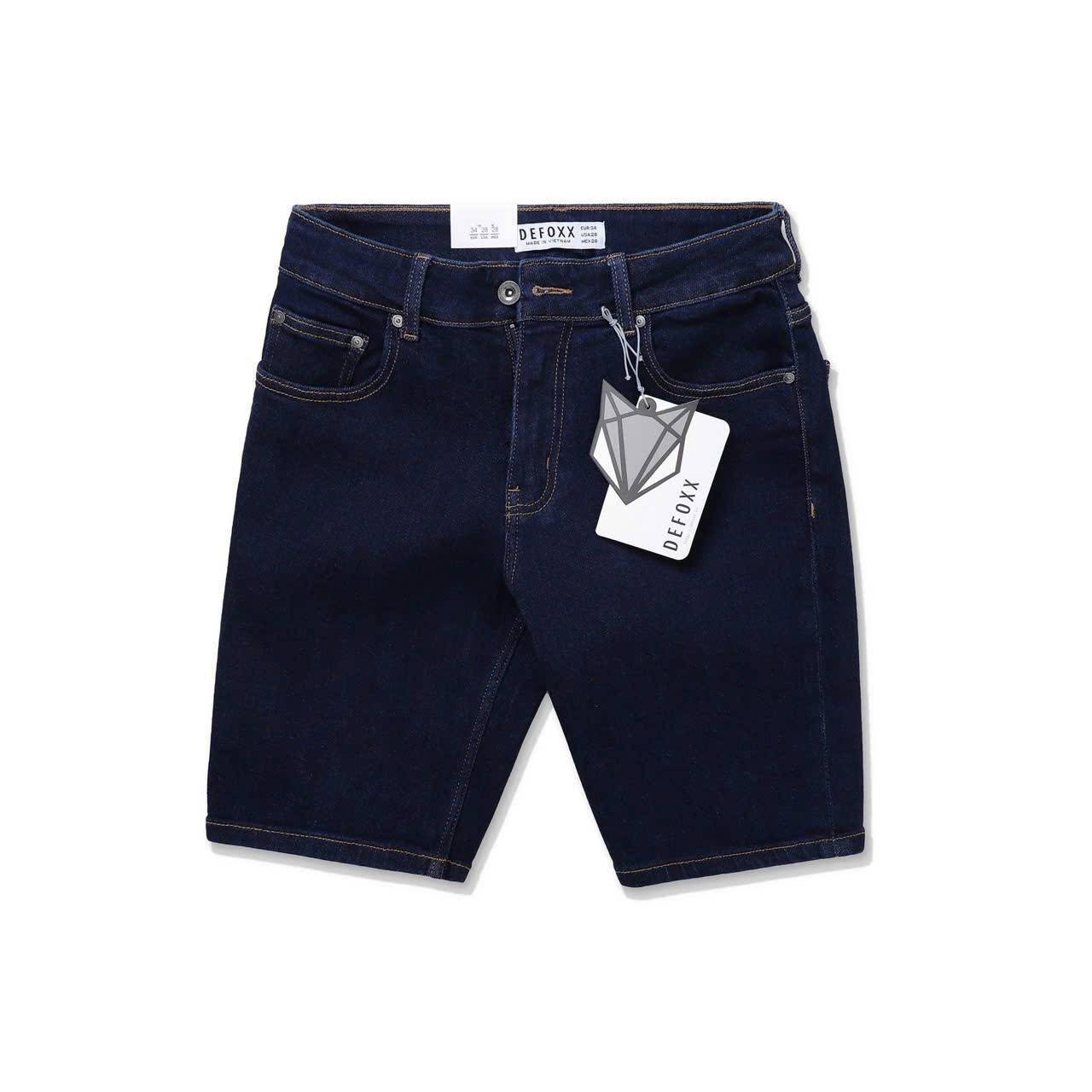 Short jeans indigo chân xanh - slim fit