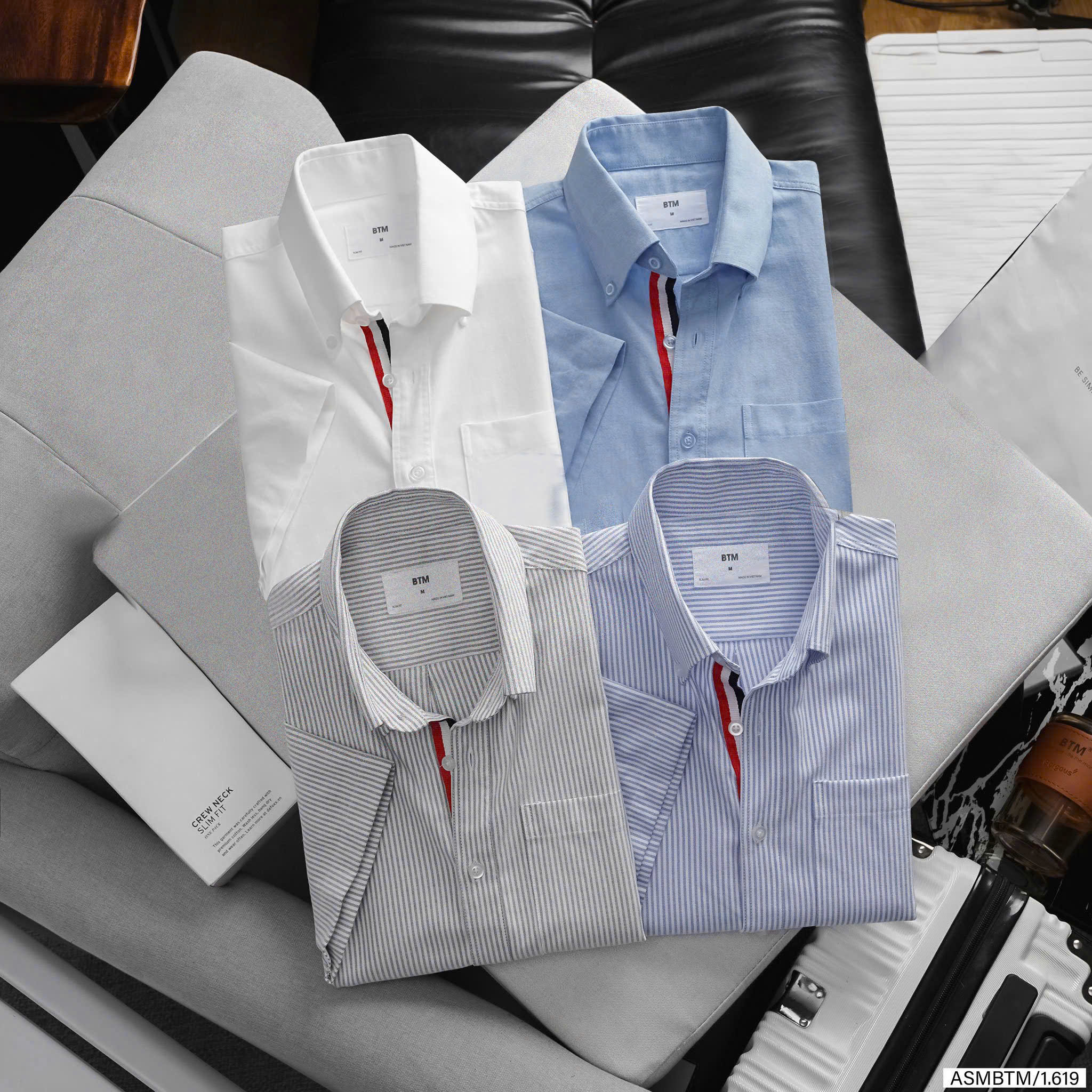 Sơ mi ngắn tay vải oxford cotton - slim fit