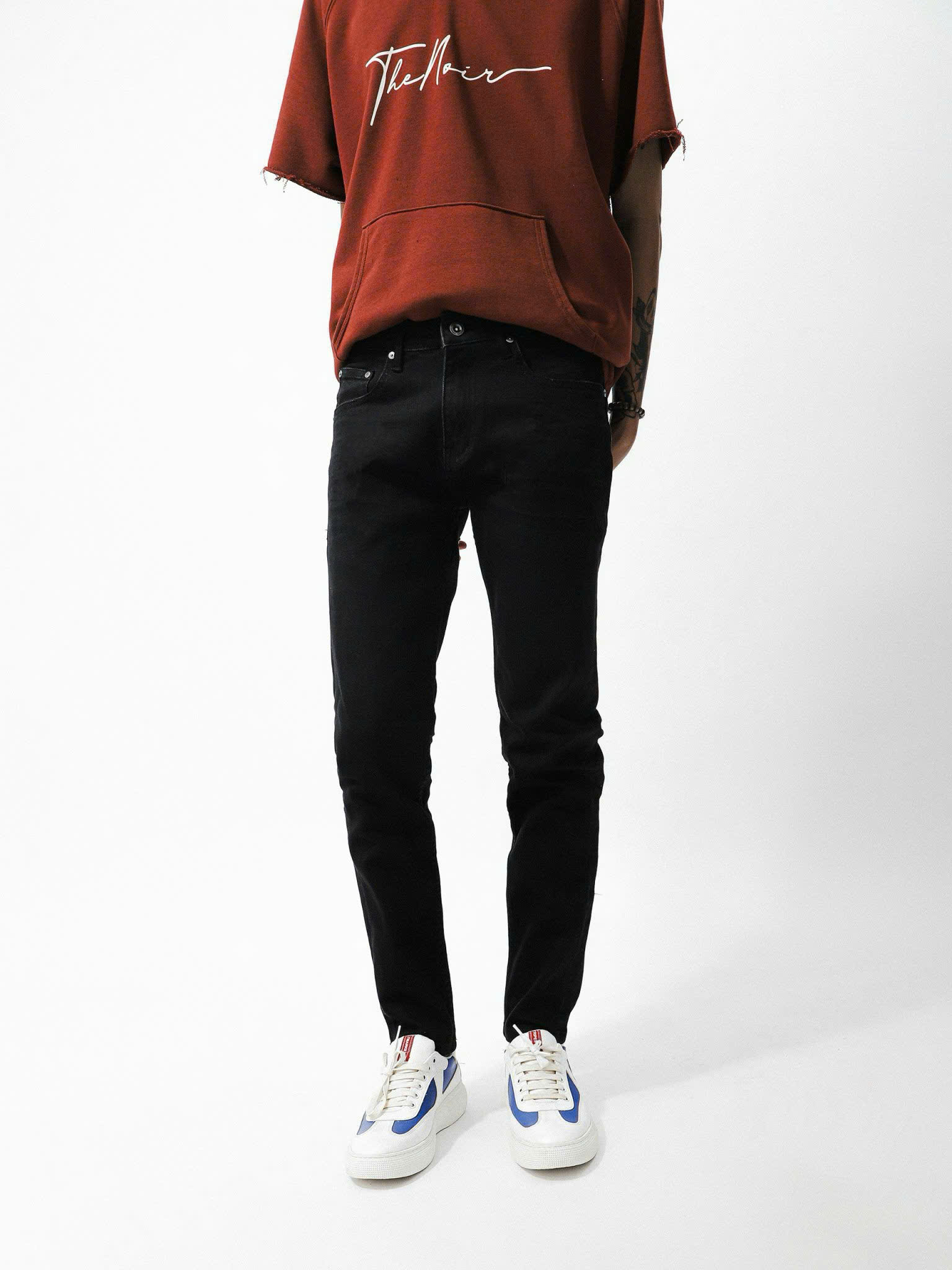 Jeans black Defoxx - đen trơn - slim fit