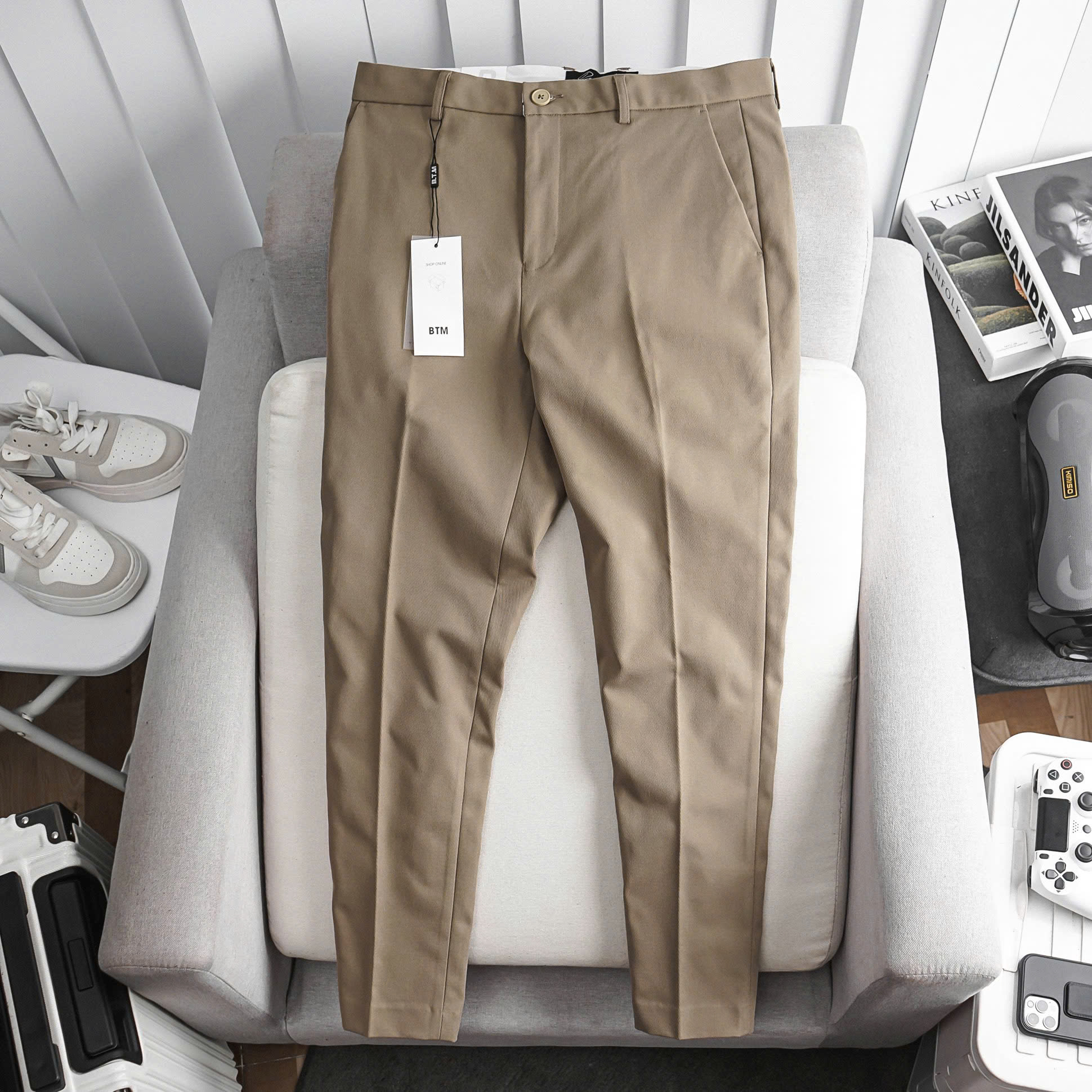 Quần âu BTM màu nâu tây - slim fit
