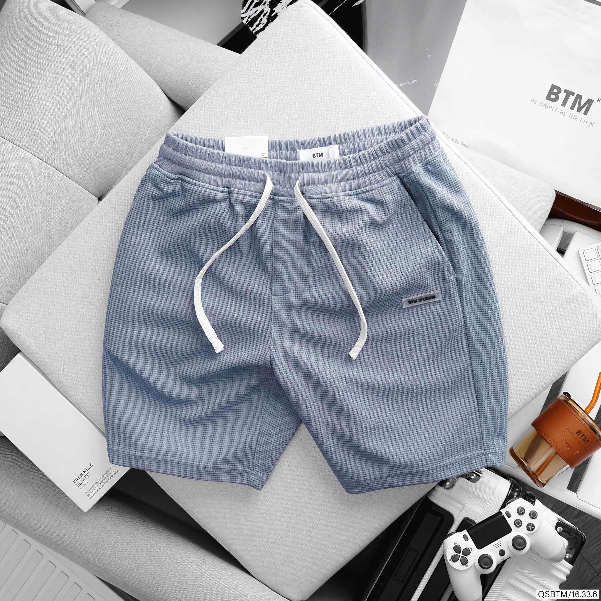 Shorts thun BTM vải tổ ong - slim fit