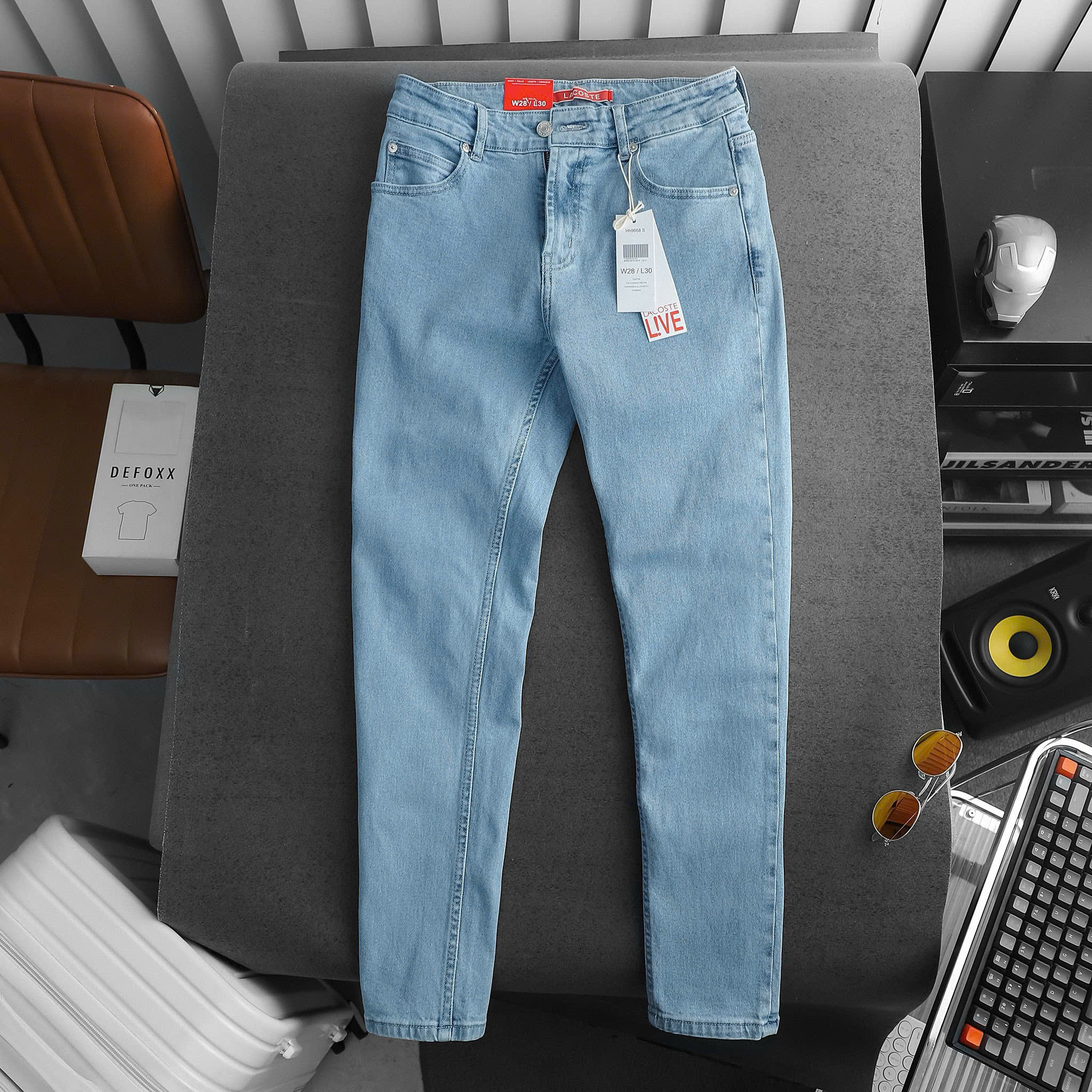 L.C Jeans- xanh trơn 240437