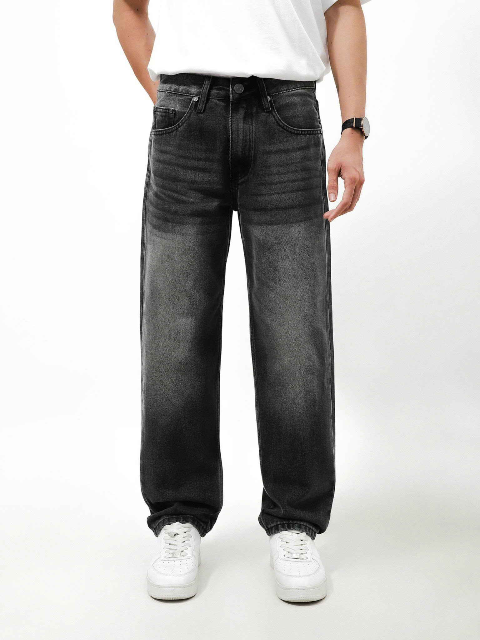 JEANS LEMBOX RELAXED FIT - XÁM ĐEN WASH 240641